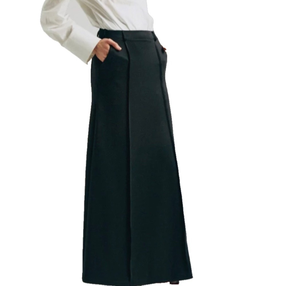 Perfect Corset  H-Type Symmetrical Ribbing Maxi Skirt  Black Medium 41.7" Long